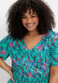 Maxikleid mit Blumendruck und Taillen-Smokbund<sheego by Joe Browns Sale