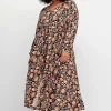Maxikleid mit Blumenprint und gesmokter Taille<sheego by Joe Browns Hot