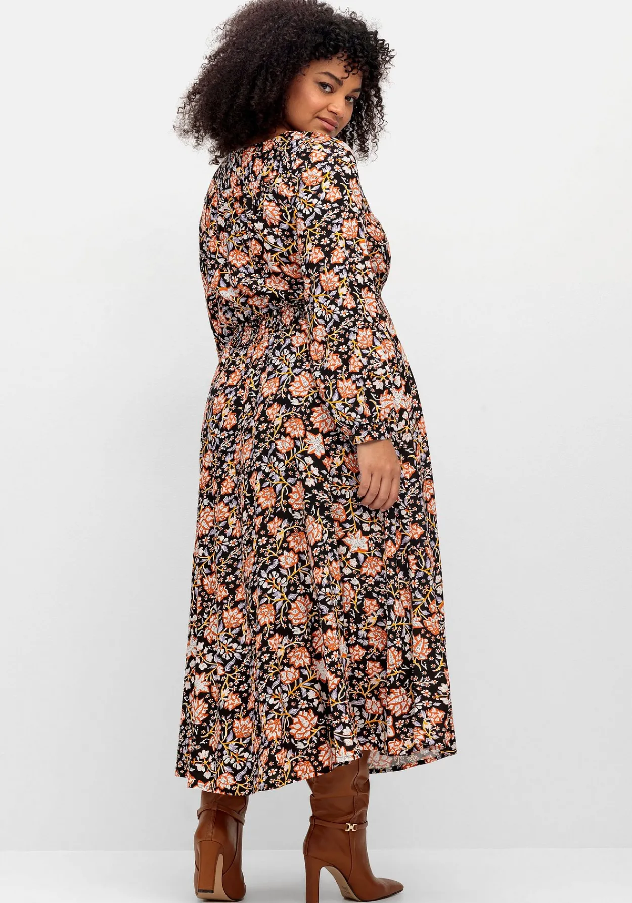 Maxikleid mit Blumenprint und gesmokter Taille<sheego by Joe Browns Hot