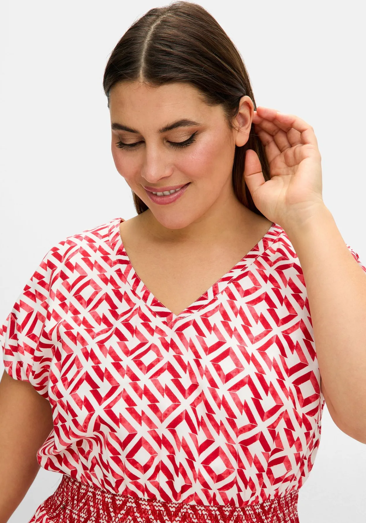 Maxikleid mit Smokbund und Grafikprint<sheego Outlet