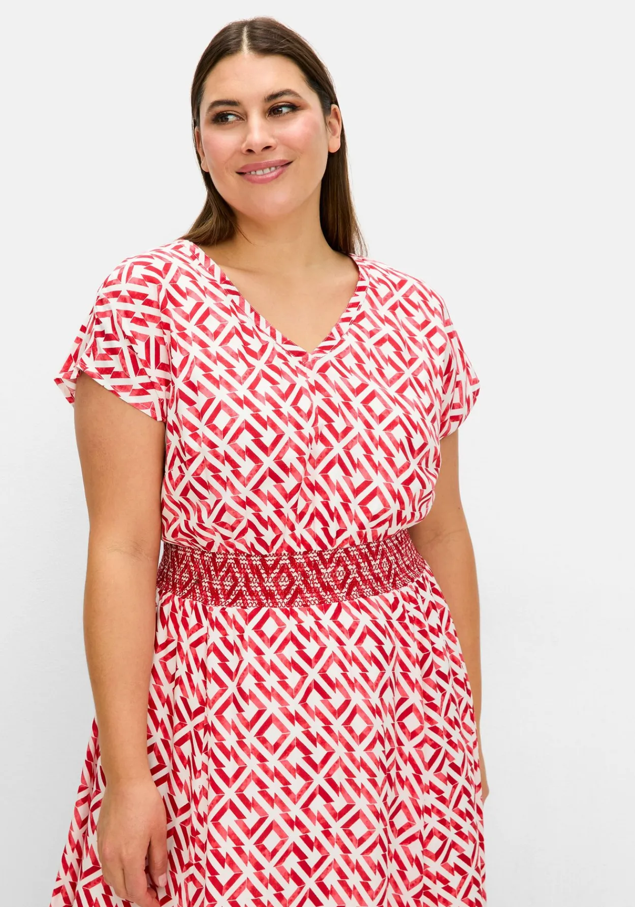 Maxikleid mit Smokbund und Grafikprint<sheego Outlet