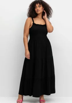 Maxikleid mit Smok-Oberteil und Volantrock<sheego Online