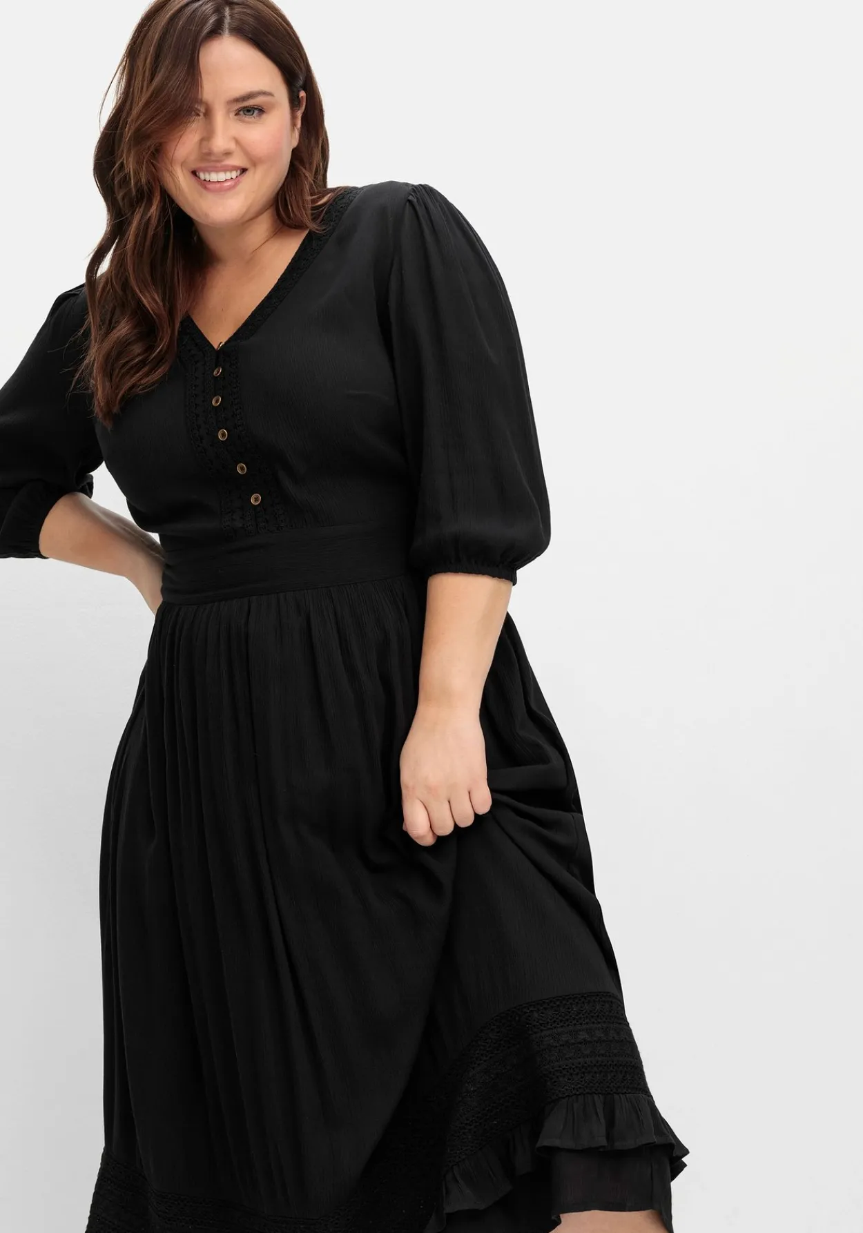 Maxikleid mit Volant, in Crinkle-Qualität<sheego by Joe Browns New