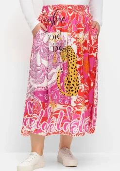 Maxirock im Mustermix, aus Viskose-Satin<sheego loves miss goodlife Discount