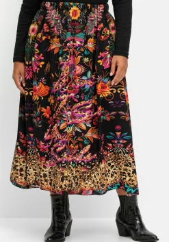 Maxirock mit floralem Print, aus Viskose-Satin<sheego loves miss goodlife Clearance