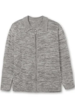 Melierte Strickjacke mit Polokragen<sheego Clearance