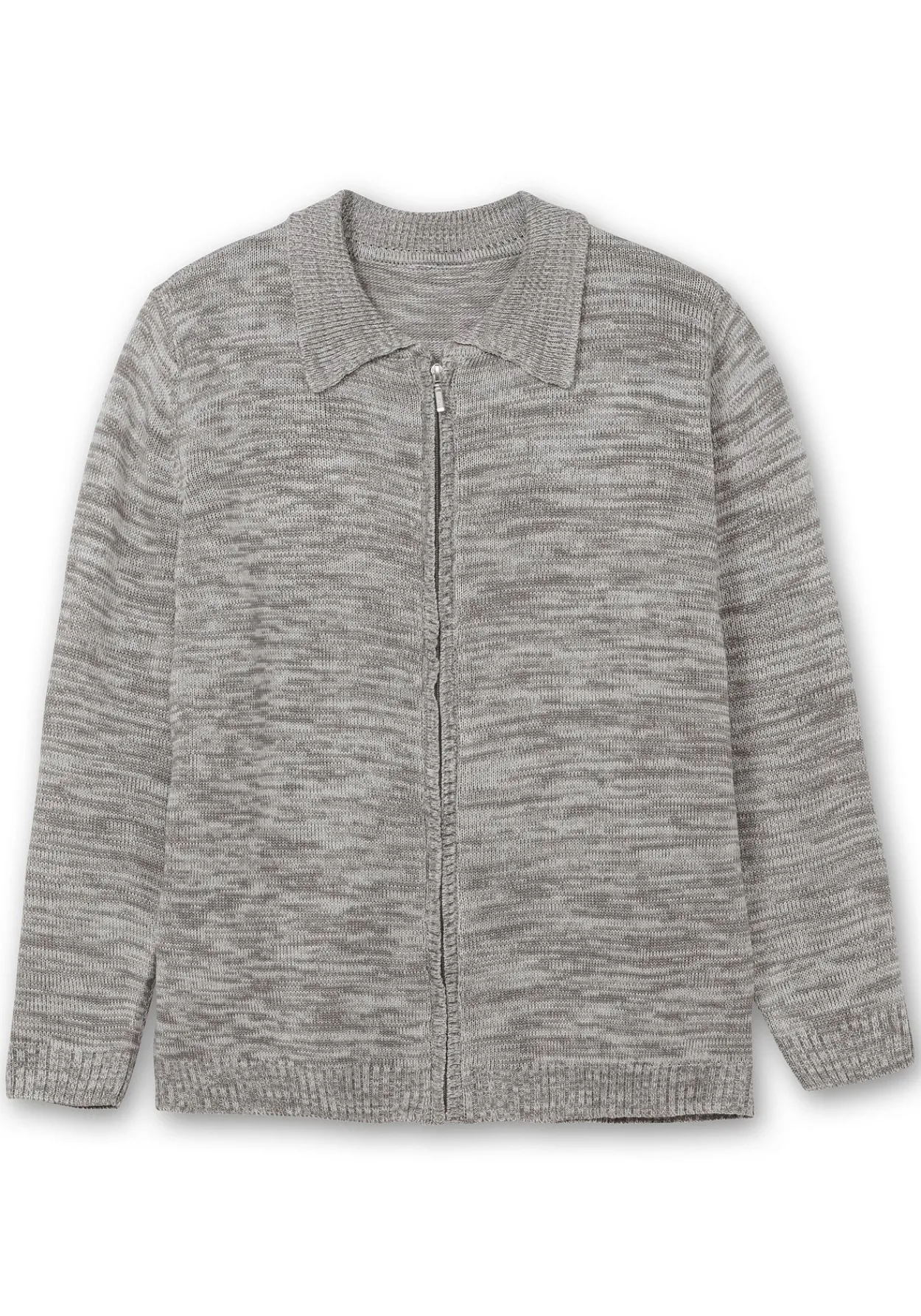 Melierte Strickjacke mit Polokragen<sheego Clearance