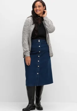 Melierte Strickjacke mit Polokragen<sheego Clearance