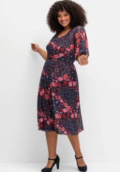 Meshkleid mit Blumendruck und Gummizugbund<sheego by Joe Browns Fashion