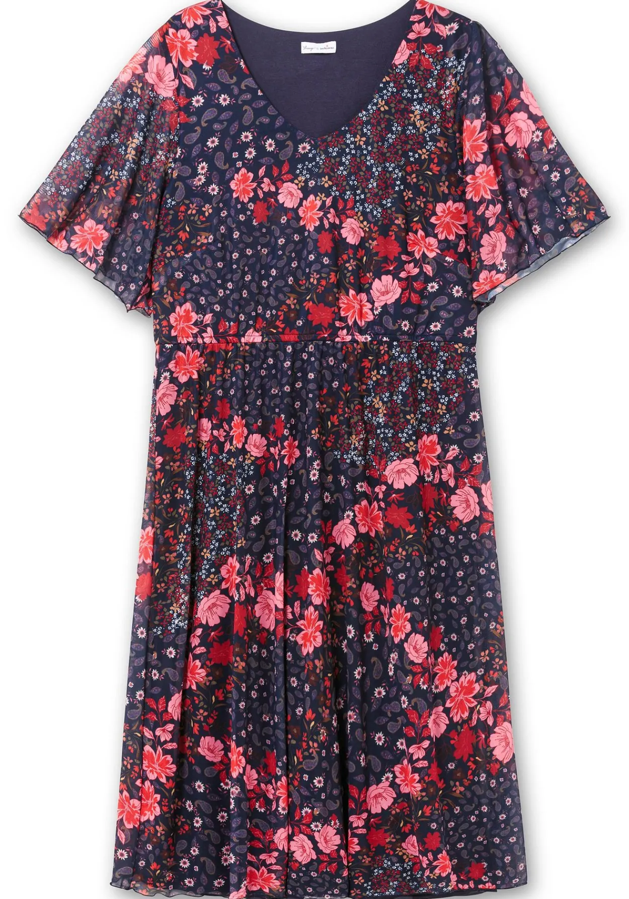 Meshkleid mit Blumendruck und Gummizugbund<sheego by Joe Browns Fashion