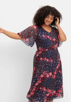 Meshkleid mit Blumendruck und Gummizugbund<sheego by Joe Browns Fashion