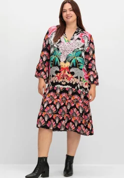 Midikleid im Mustermix, mit Trompetenärmeln<sheego loves miss goodlife Outlet
