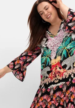Midikleid im Mustermix, mit Trompetenärmeln<sheego loves miss goodlife Outlet