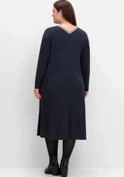 Midikleid in A-Linie, mit Perlendeko am Ausschnitt<sheego Outlet