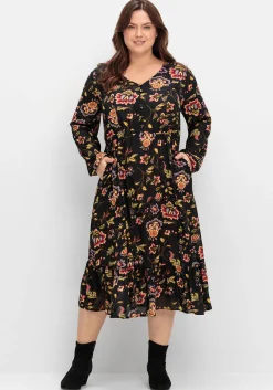 Midikleid mit Blumendruck und Volant am Saum<sheego by Joe Browns Best