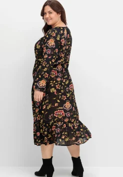 Midikleid mit Blumendruck und Volant am Saum<sheego by Joe Browns Best