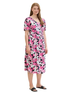 Midikleid mit Blumenprint und Bindeband<TOM TAILOR Plus Fashion