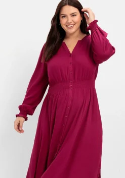 Midikleid mit Smok-Details, aus Viskose<sheego Online