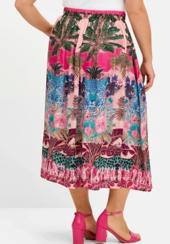 Midirock mit Tropical-Alloverprint<sheego loves miss goodlife Online