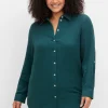 Musselin-Bluse mit Hemdkragen und Krempelärmeln<sheego Outlet