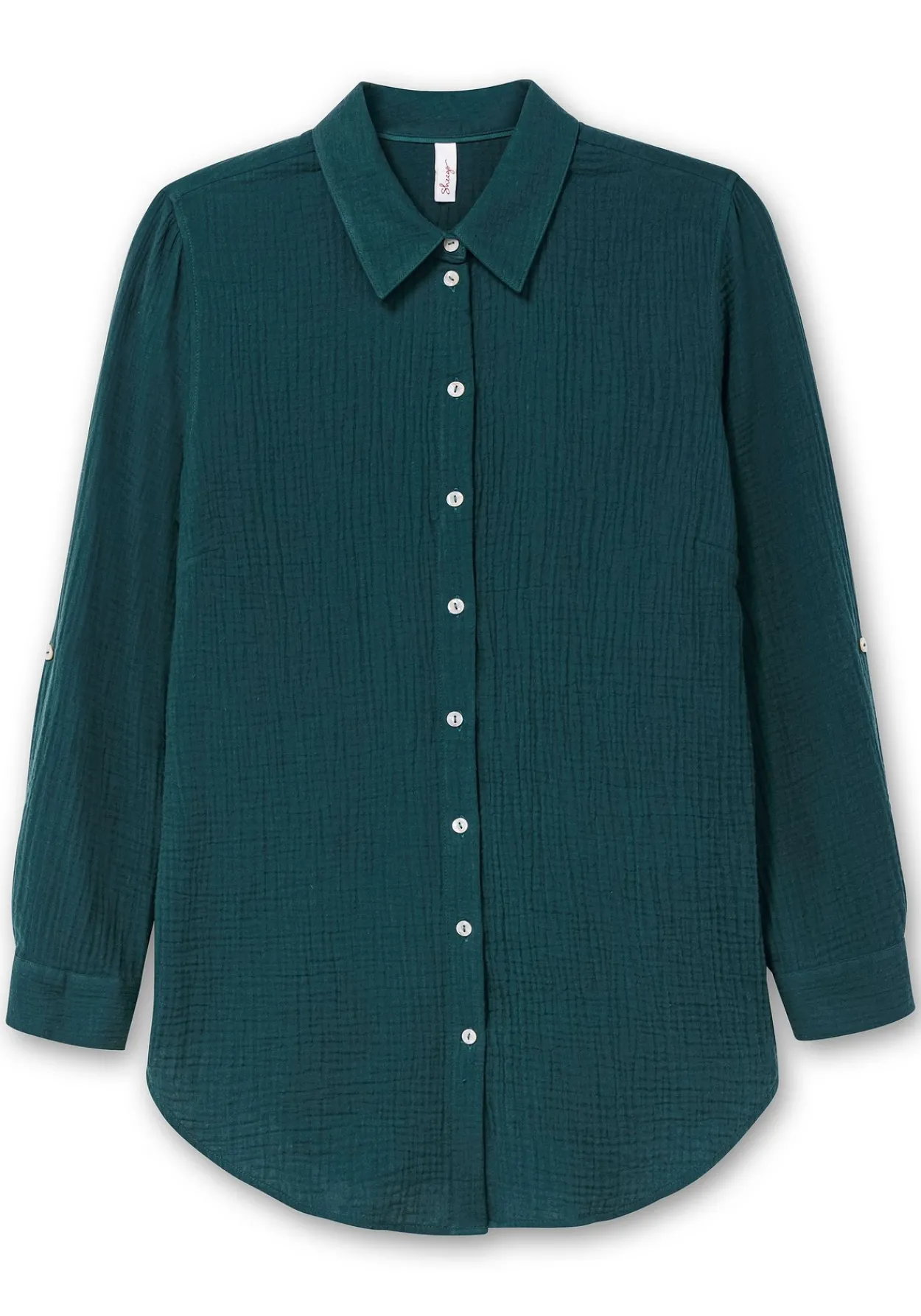 Musselin-Bluse mit Hemdkragen und Krempelärmeln<sheego Outlet