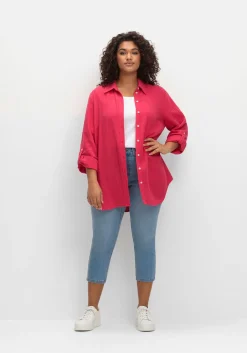 Musselin-Bluse mit Hemdkragen und Krempelärmeln<sheego Hot