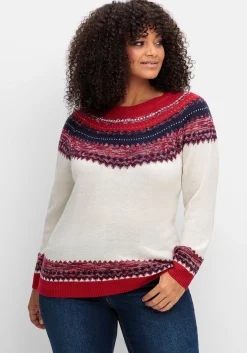 Norwegerpullover im Jacquardstrick, mit Raglanärmeln<sheego Discount