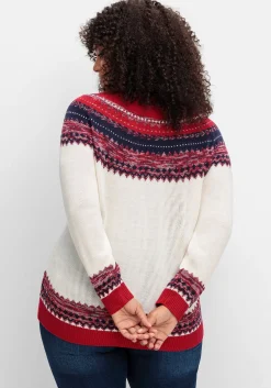 Norwegerpullover im Jacquardstrick, mit Raglanärmeln<sheego Discount