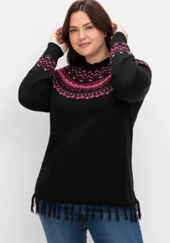 Norwegerpullover mit Fransen am Saum<sheego Hot