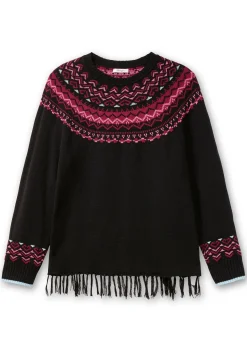 Norwegerpullover mit Fransen am Saum<sheego Hot