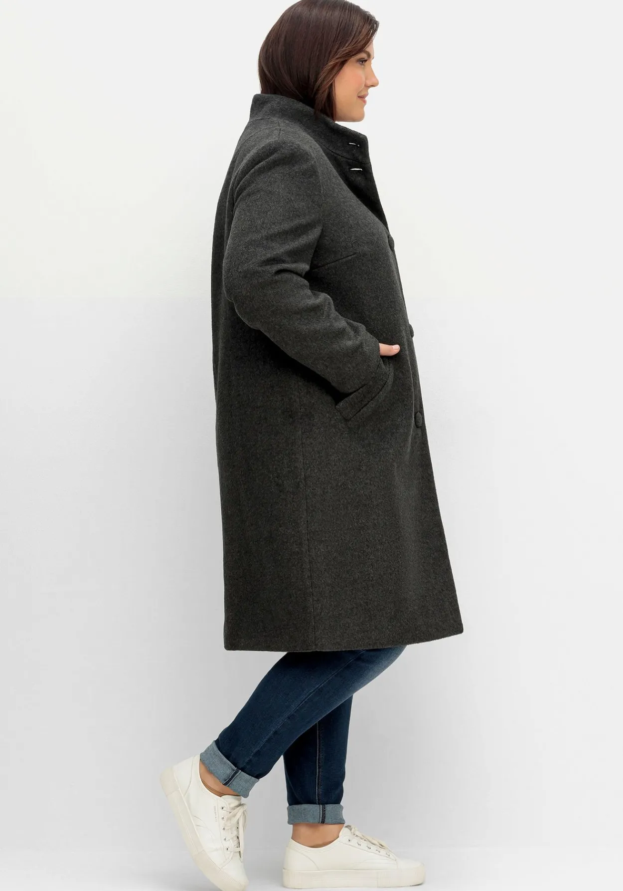 Oversized-Mantel mit Stehkragen, in flauschiger Qualität<sheego Clearance