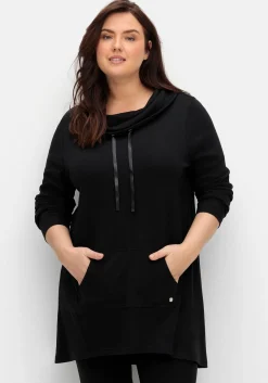 Oversize-Longshirt mit weitem Kragen und Tunnelzug<sheego Hot