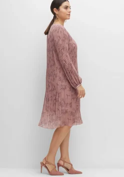 Plissiertes Chiffonkleid mit Alloverdruck<sheego Hot