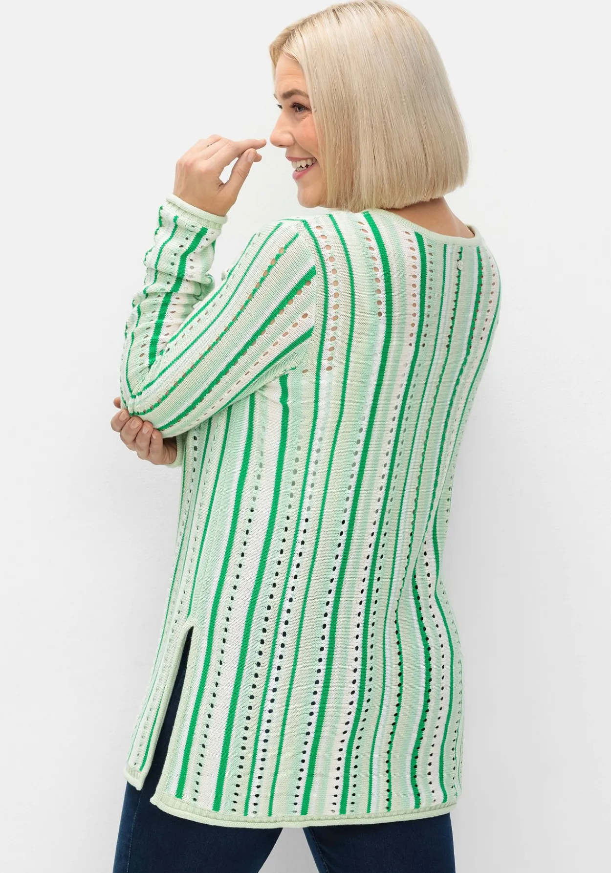 Pullover aus Ajourstrick, mit Längsstreifen<sheego Best