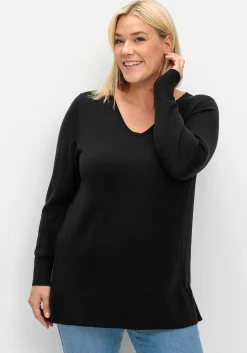 Pullover aus leichtem Strick, mit V-Ausschnitt<sheego Discount