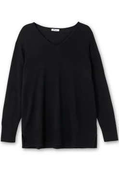 Pullover aus leichtem Strick, mit V-Ausschnitt<sheego Discount