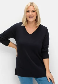 Pullover aus leichtem Strick, mit V-Ausschnitt<sheego Outlet