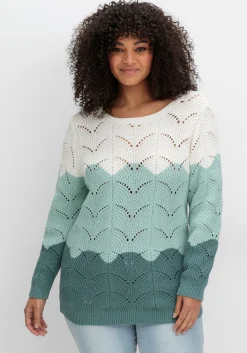 Pullover im Ajourstrick, mit Colourblocking<sheego Discount
