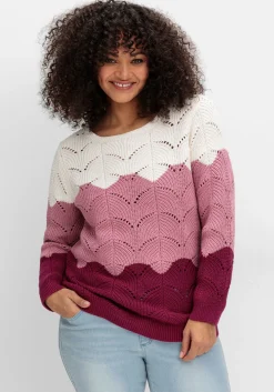Pullover im Ajourstrick, mit Colourblocking<sheego New