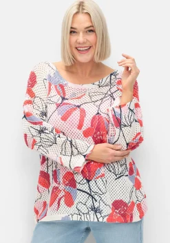 Pullover im Ajourstrick, mit Blumenmuster<sheego Best