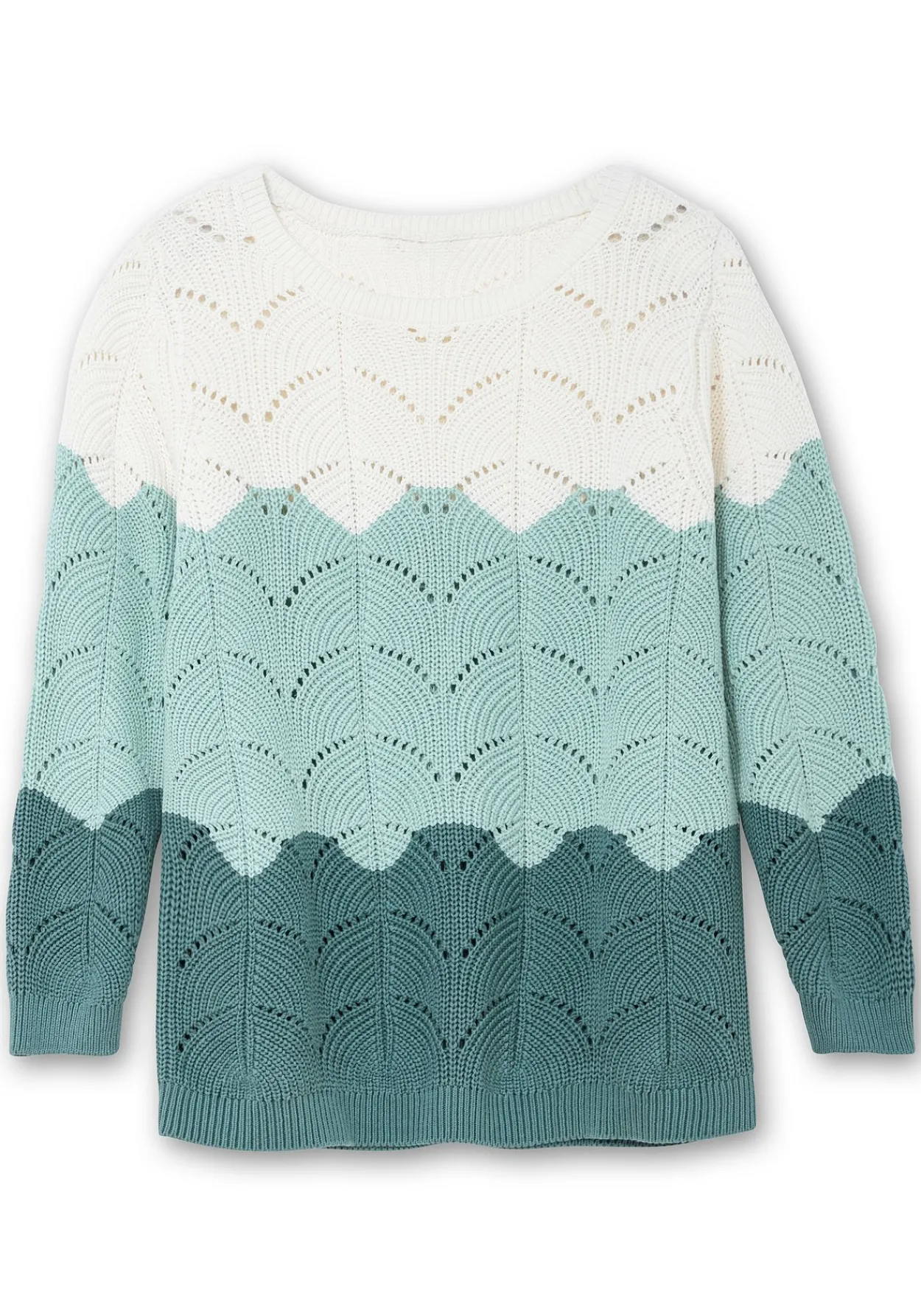 Pullover im Ajourstrick, mit Colourblocking<sheego Discount