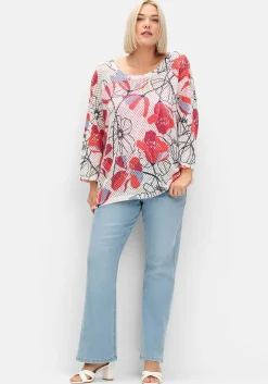 Pullover im Ajourstrick, mit Blumenmuster<sheego Best