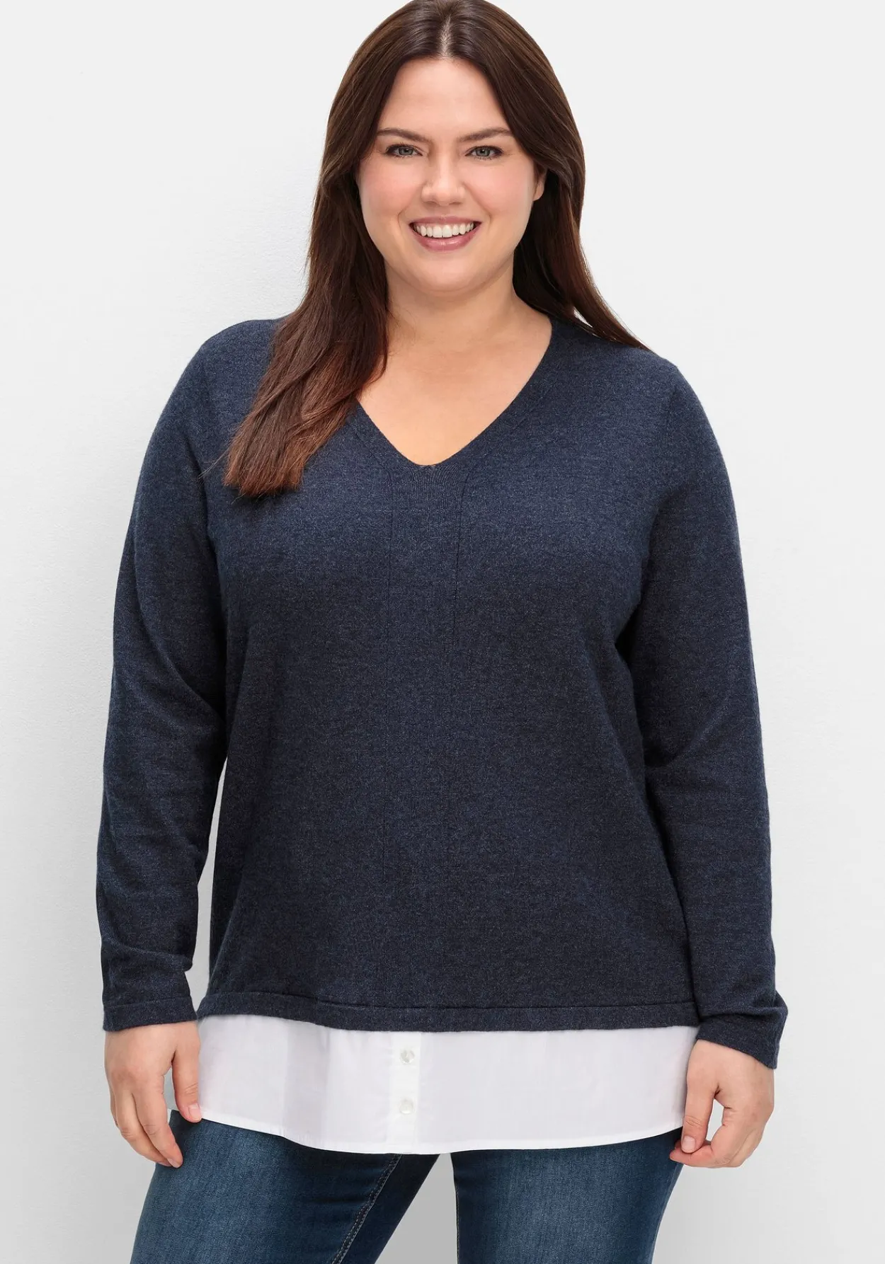 Pullover im Lagenlook, mit Blusenbesatz<sheego Best