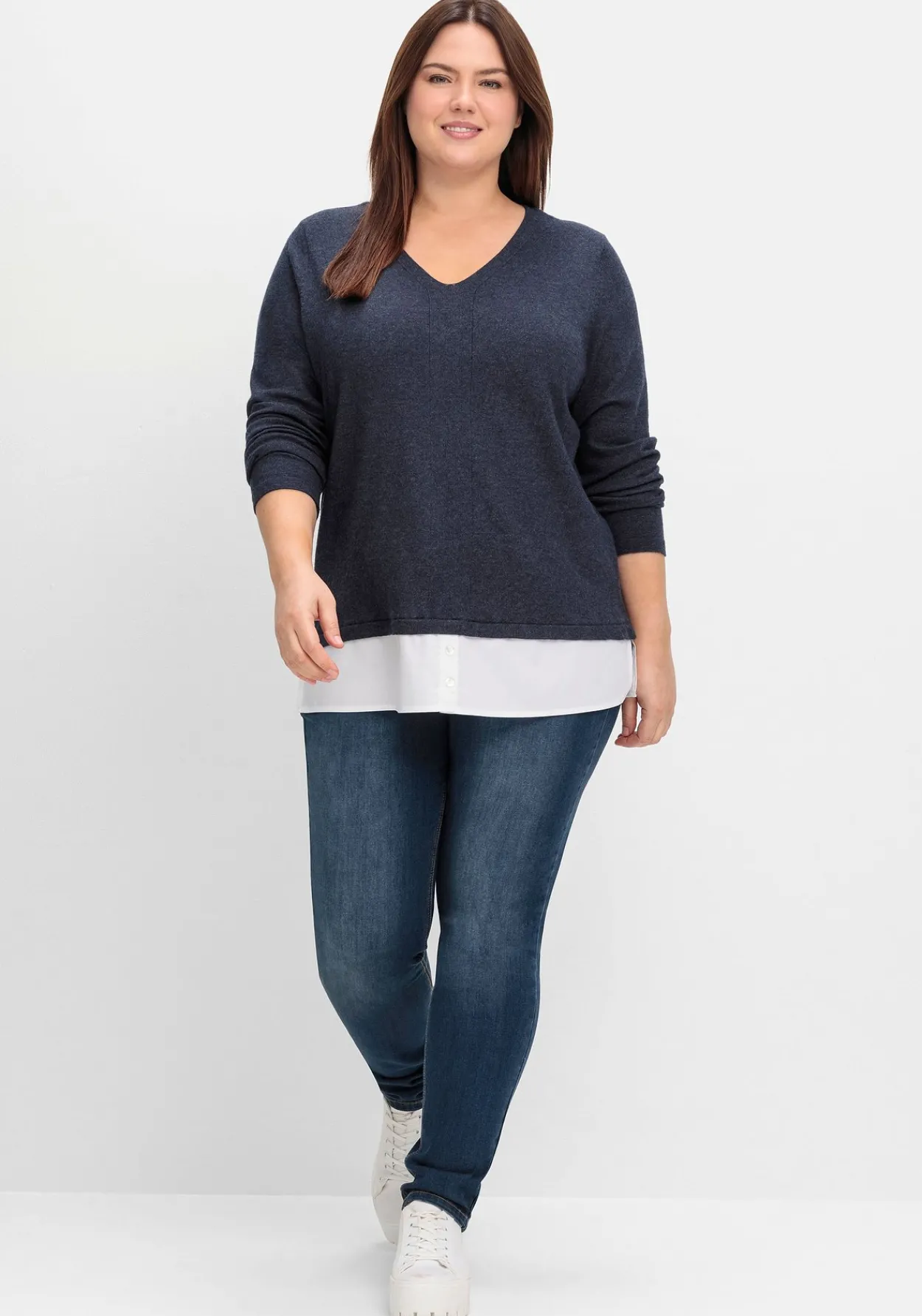 Pullover im Lagenlook, mit Blusenbesatz<sheego Best