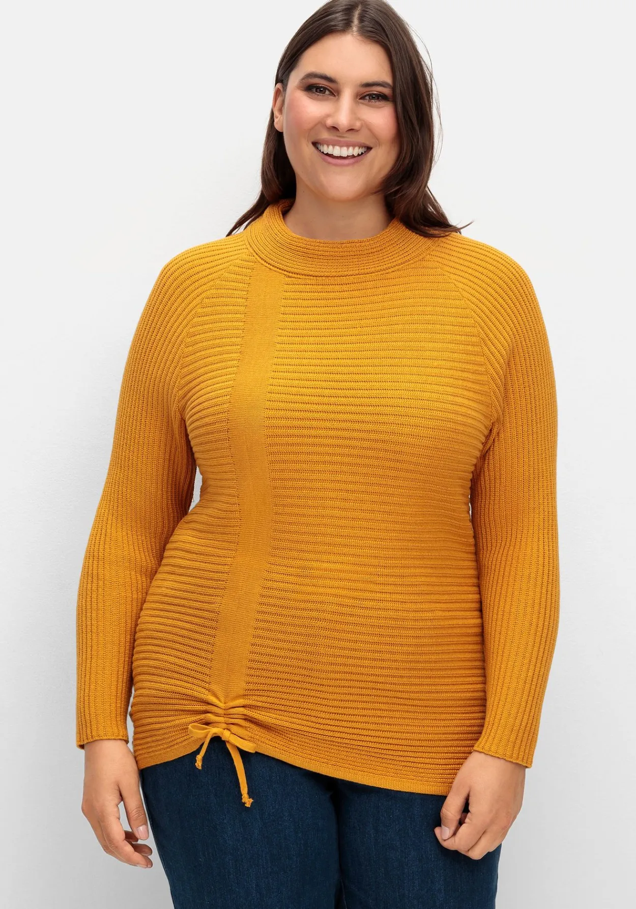 Pullover im Rippstrick, mit Raffung vorn<sheego x Collection L. Clearance