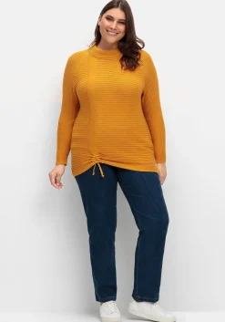 Pullover im Rippstrick, mit Raffung vorn<sheego x Collection L. Clearance