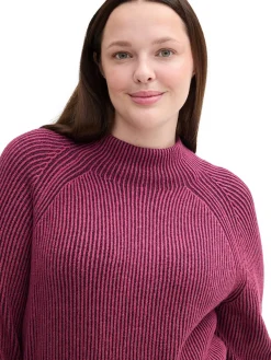 Pullover im Rippstrick, mit Stehkragen<TOM TAILOR Plus Fashion