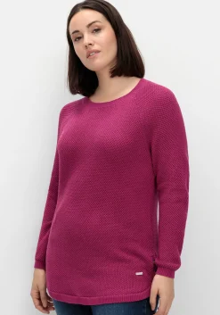Pullover im Strukturstrick, mit Zierknöpfen seitlich<sheego Fashion