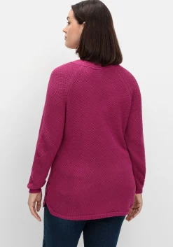 Pullover im Strukturstrick, mit Zierknöpfen seitlich<sheego Fashion