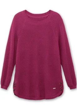 Pullover im Strukturstrick, mit Zierknöpfen seitlich<sheego Fashion